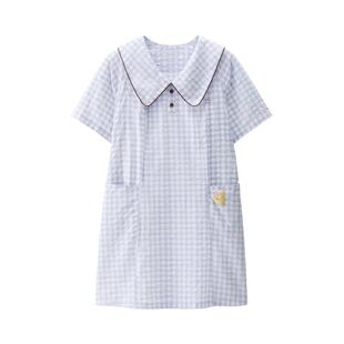 蕉内棉棉520Home女士透气泡泡纱格纹超级市场短袖睡裙