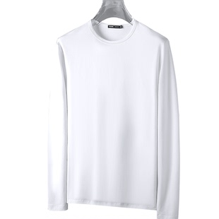 丝光莫代尔棉长袖T恤男2026春秋新款圆领打底衫薄款潮流纯色上衣