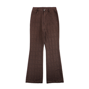 PUBLIC RADIO 美式传统喇叭裤 柔软丝质深棕色纹理高端设计