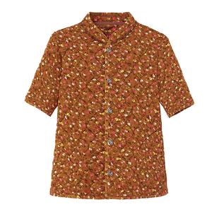 妈妈装秋冬新款马甲加厚加绒保暖坎肩宽松立领短袖小棉衣碎花棉袄