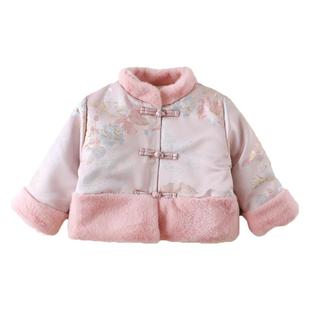 女童中国风夹棉外套秋冬款宝宝过年喜气拜年衣服汉服儿童唐装棉袄