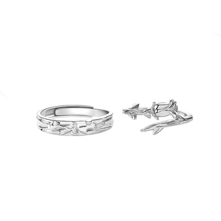 小王子与玫瑰花纯银情侣戒指一对款时尚对戒情人节送男女友可刻字