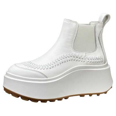 欧洲站2025秋冬新款短靴子真皮厚底切尔西靴女欧货白色增高马丁靴