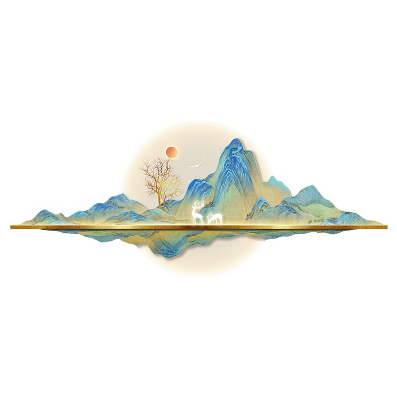 客厅茶室中式否千里江山图挂画
