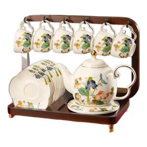 荷塘月色带收纳架茶具套装礼盒装