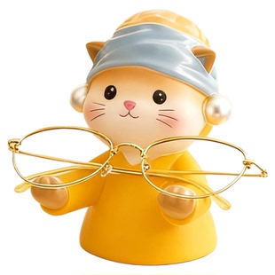 可爱猫咪儿童眼镜放置架摆件收纳托架眼镜店道具创意装饰展示搁架
