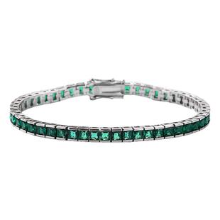 公主方彩钻手链镶嵌全满钻石手镯银镀18K金绿红宝石女高级感男女