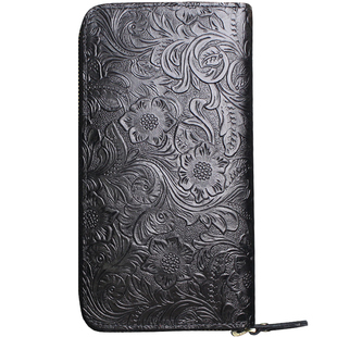 原创手工钱包男女拉链手拿包真皮长款钱包复古疯马牛皮大容量钱包