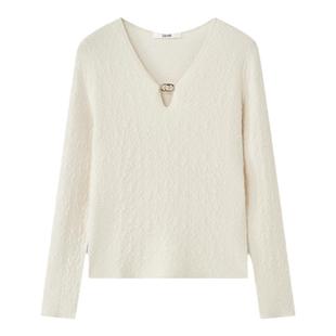 【山羊绒】Laurel劳芮冬新淡人航海提花水滴领毛衫女LWL354M11400