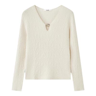 【山羊绒】Laurel劳芮冬新淡人航海提花水滴领毛衫女LWL354M11400