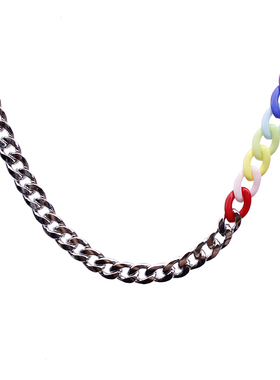 钛钢古巴链彩色项链不掉色