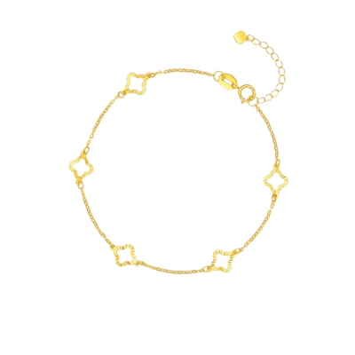 周六福黄18K金手链女四叶草