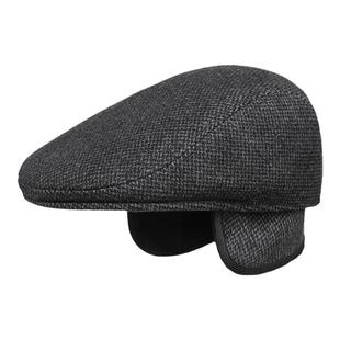 中老年人爸爸帽子男士秋冬季鸭舌帽保暖老头爷爷羊毛呢加厚前进帽