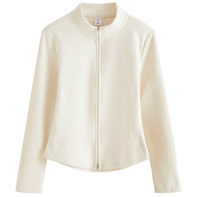 软糯双面绒双拉链短款外套开衫秋冬新款加厚宽松半高领打底衫T恤