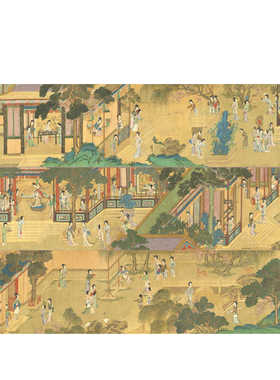 明_仇英_百美图仿古装饰画画芯