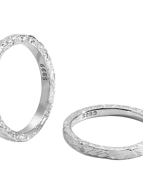 s999纯银韩版素圈糖果情侣对戒不规则肌理款小众轻奢风戒指批发潮