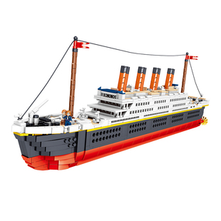 哲高mini泰坦尼克号模型小颗粒拼装玩具男女孩十岁生日礼物船模型