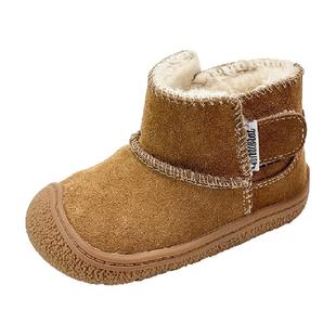 Ginuorat奇诺鼠2025冬季新款男宝宝雪地靴加绒保暖女童婴儿学步鞋