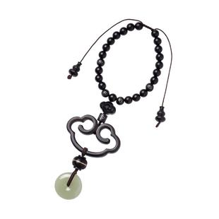 朴房天然黑檀木如意汽车挂件和田玉石车载平安后视镜新款装饰吊坠