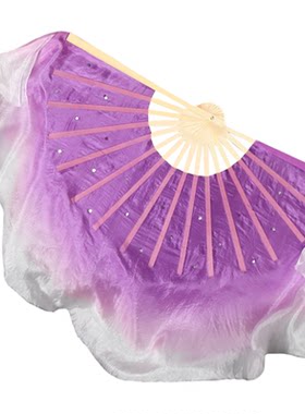 真丝舞蹈扇子紫色渐变八寸秧歌扇