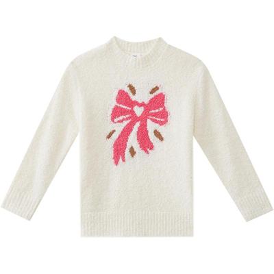 moomoo童装女童蝴蝶结套头基础毛衣个性甜酷时尚百搭冬季新款上衣