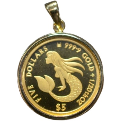 NEWDELLA女吊坠美人鱼9999黄金