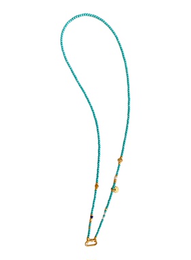 绿松石蜜蜡万能链黄金吊坠百搭挂链可拆卸小米珠挂绳长款毛衣链女