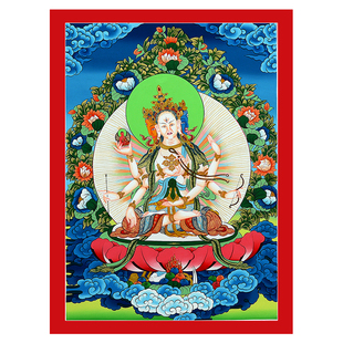 欧斯特尼泊尔手绘尊胜佛母室内家用顶髻尊胜母墙壁玄关装饰挂画