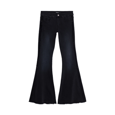 Desigual25秋冬新品女式黑色牛仔接缝毛边设计喇叭裤牛仔裤