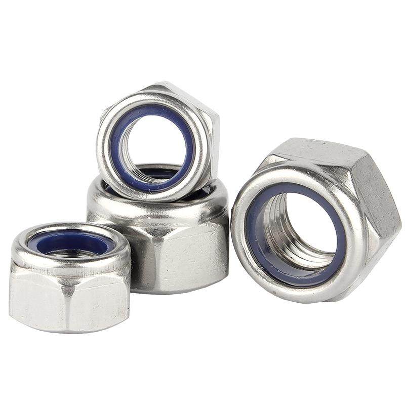 304不锈钢防松螺母防锁死六角螺帽防滑自锁油煮螺丝帽M5M6M8-M20