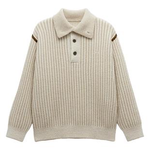 蕉内热皮302++男士中空纱半边绒翻领毛衣polo半开衫保暖上衣新款