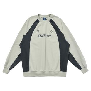Mentmate 街头运动风cityboy拼接撞色圆领卫衣男 宽松BF套头上衣