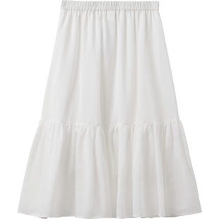 播商场同款苎麻气质白色半身裙女夏季新款漂亮蛋糕裙BDS7BD2960