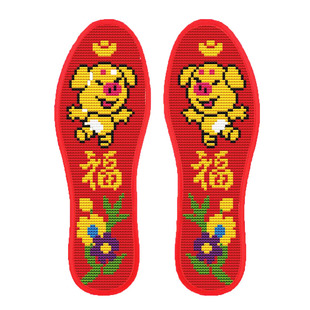 新款喜庆结婚精准印花十字绣针孔鞋垫棉布满绣手工7D不掉色半成品