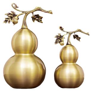 铜葫芦摆件开口空心家居卧室挂件全铜可开盖藤枝招财镇宅葫芦大号