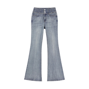 【超模裤】秋水伊人复古高腰牛仔裤2025年冬季新款女经典微喇裤