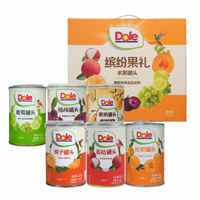 DOLE都乐黄桃橘子杨梅枇杷荔枝葡萄水果罐头礼盒装过年送礼年货节