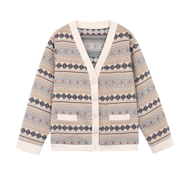 REDH2025秋季新款民族开衫外套针织高级感春秋弹壳同款男女