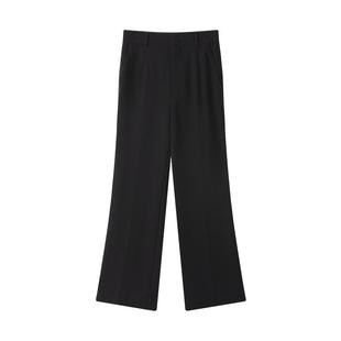 小黑裤LILY2025新款女装醋酸混纺修身垂感休闲西裤九分裤微喇裤