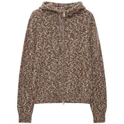 MOORING泊 复古绵羊毛花纱廓形连帽针织开衫秋季新品毛衣外套