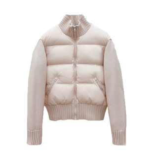 晴雨雪短款羽绒服女小个子韩版立领修身针织拼接90白鸭绒轻薄外套