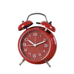 学生起床闹钟大声音闹醒神器中国红简约时尚闹钟网红金属夜光响铃