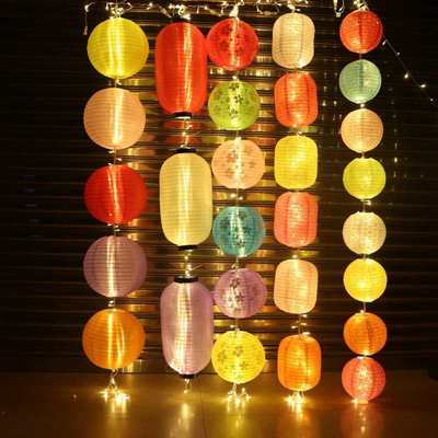 中秋国庆装饰挂饰灯笼户外防水猜灯谜场景布置小发光花灯串灯笼墙