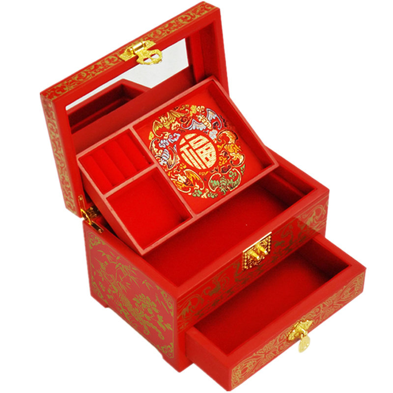 结婚首饰盒陪嫁漆器订婚三金