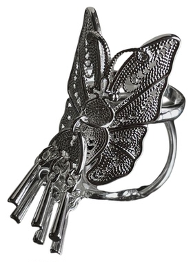 镀银国风新中式夸张可调流苏戒指