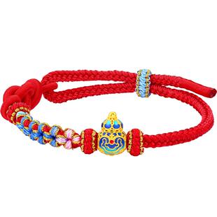 梦金园花丝如意黄金手绳女5D足金祥瑞葫芦转运珠手链送女生日礼物