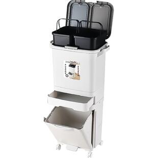 jeko厨房垃圾桶家用厨余分类带盖大容量高款干湿分离脚踩大号日式