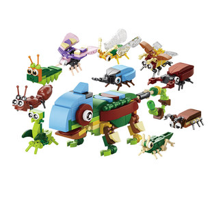 国产积木玩具昆虫益智力拼装模型儿童萤火虫动物世界组装模型礼物