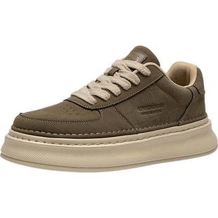 男鞋冬季潮牌高级感百搭真皮板鞋男士休闲皮鞋厚底增高防滑运动鞋