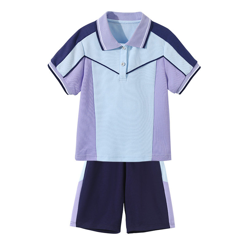 儿童校服园服春秋款小学生运动套装男女通用三件套紫色T恤